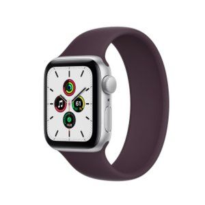 Apple Watch SE GPS, 40mm Silver Aluminum Case with Dark Cherry Solo Loop - Size